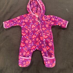REI Floral Heart Kids Footie - Purple and Pink
